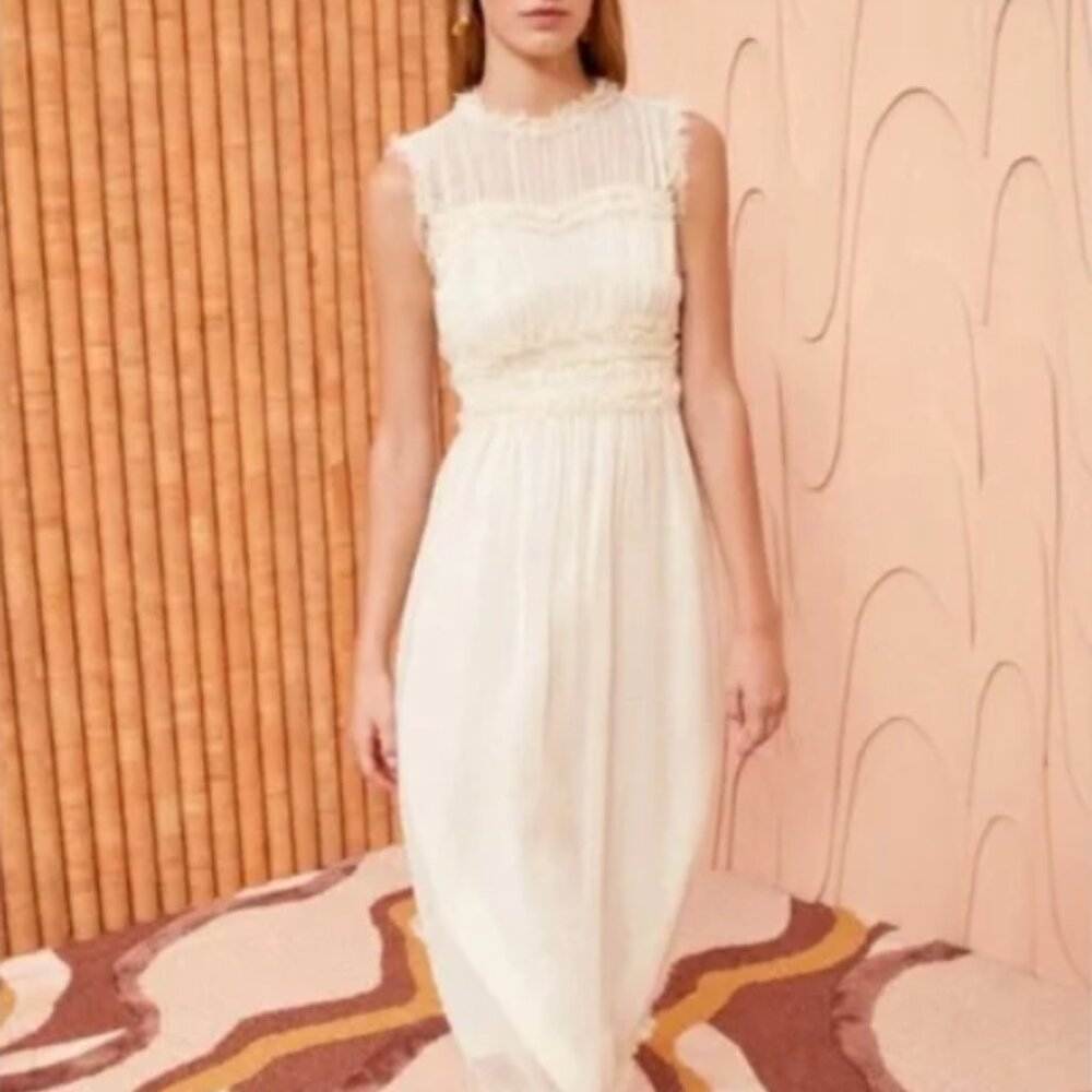 NWOT ULLA JOHNSON Wool Aberdeen Midi in Alabaster M $620 - Picture 3 of 11